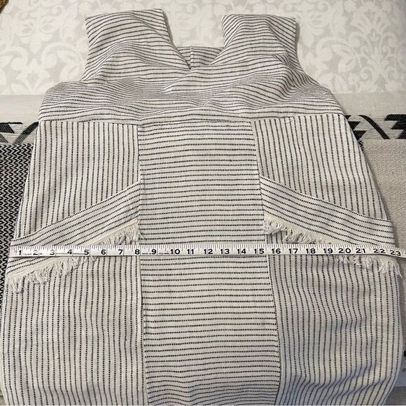 Mirth Biarritz 100% Cotton Ivory/Black Striped Dress Sz-L - Picture 13 of 16